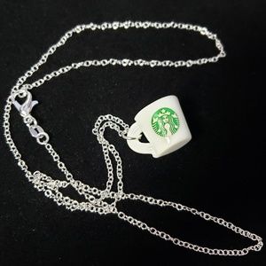 Coffee Hot Chocolate Silver Color 19" Chain